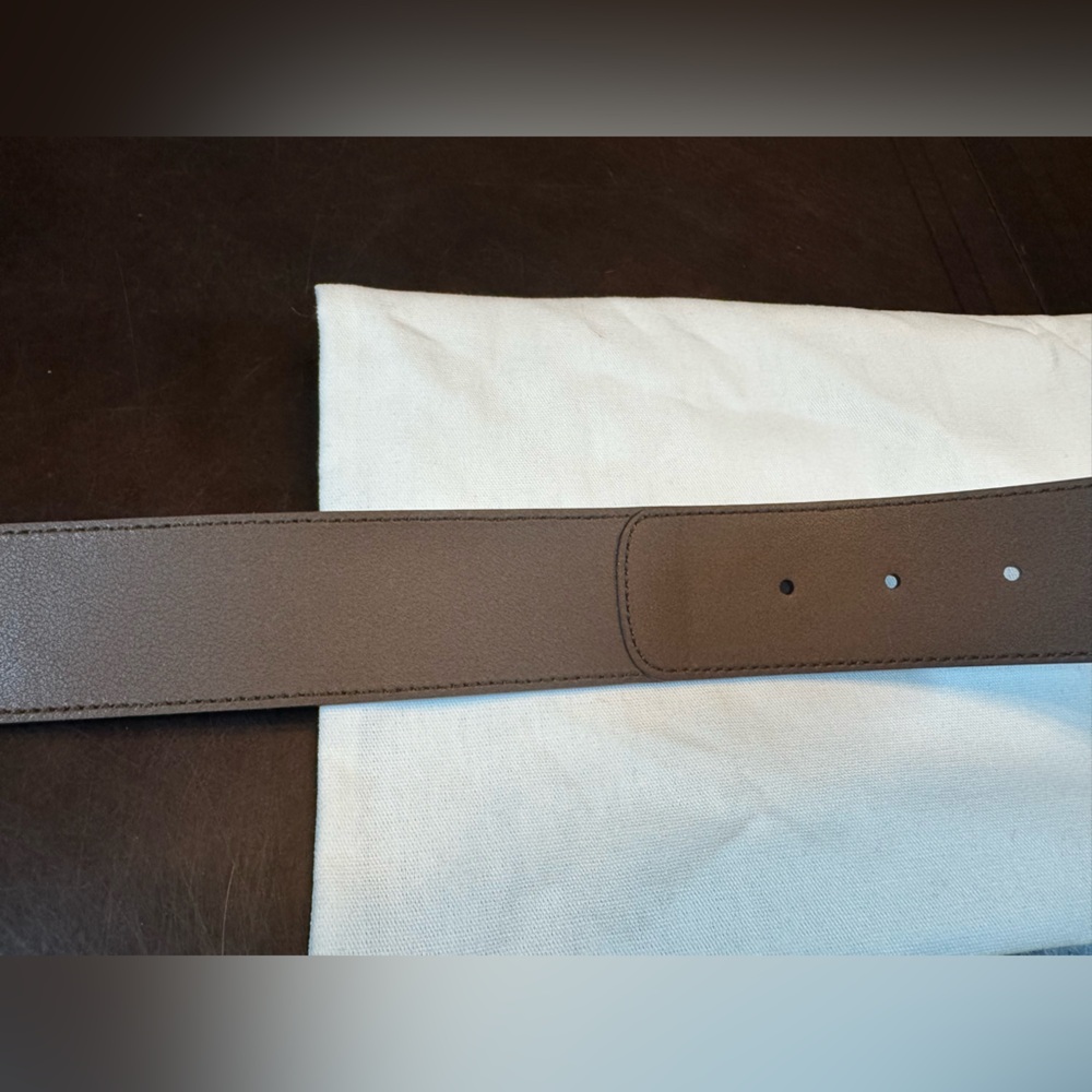 New Authentic Gucci GG Logo Leather Belt Brown Tan Size 32 Fits Waist 30 - 32 - Picture 8 of 13